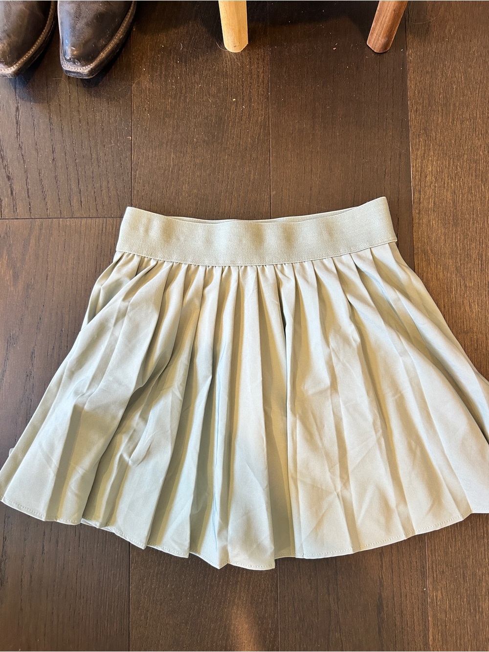 Garage Pleated Skater Mini Skirt in Sage Green